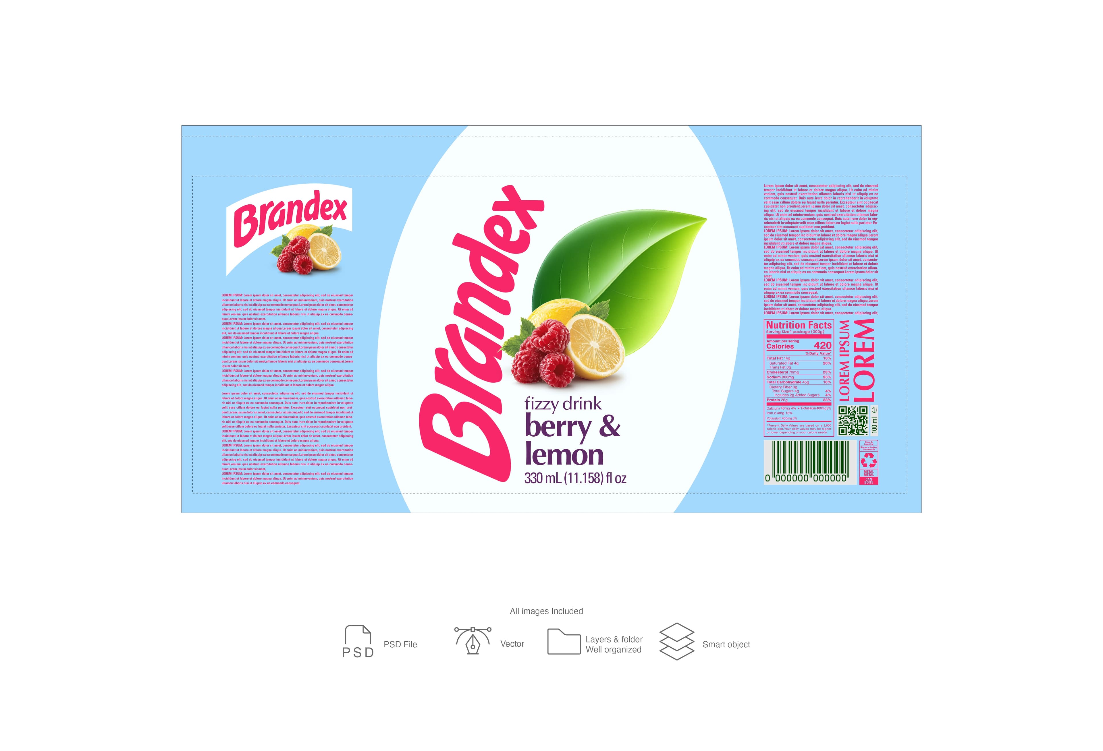 Brandex Fizzy Drink Can Packaging Design Template