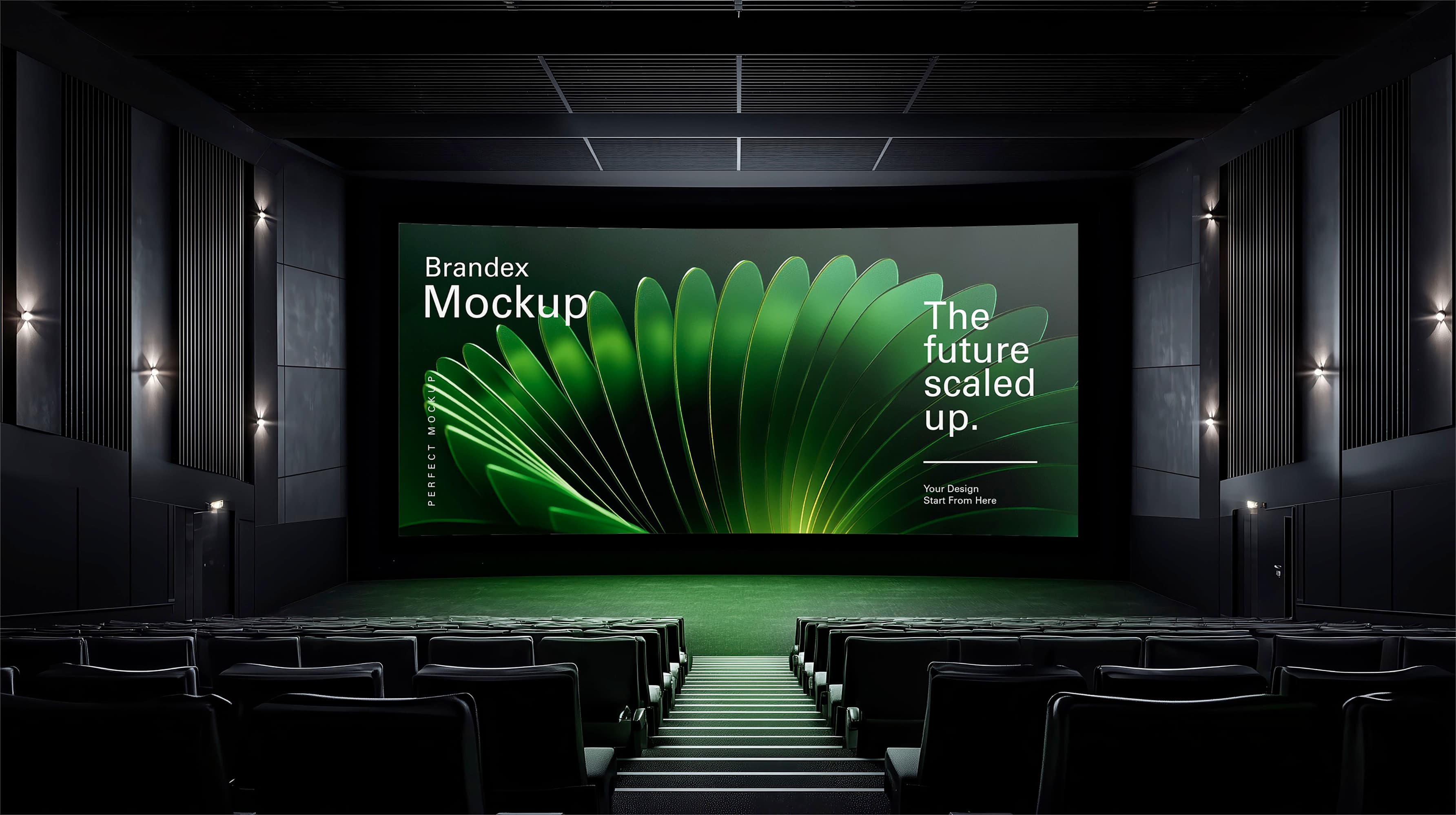 Modern Cinematic Cinema Theater Interior Large-Format Screen Mockup