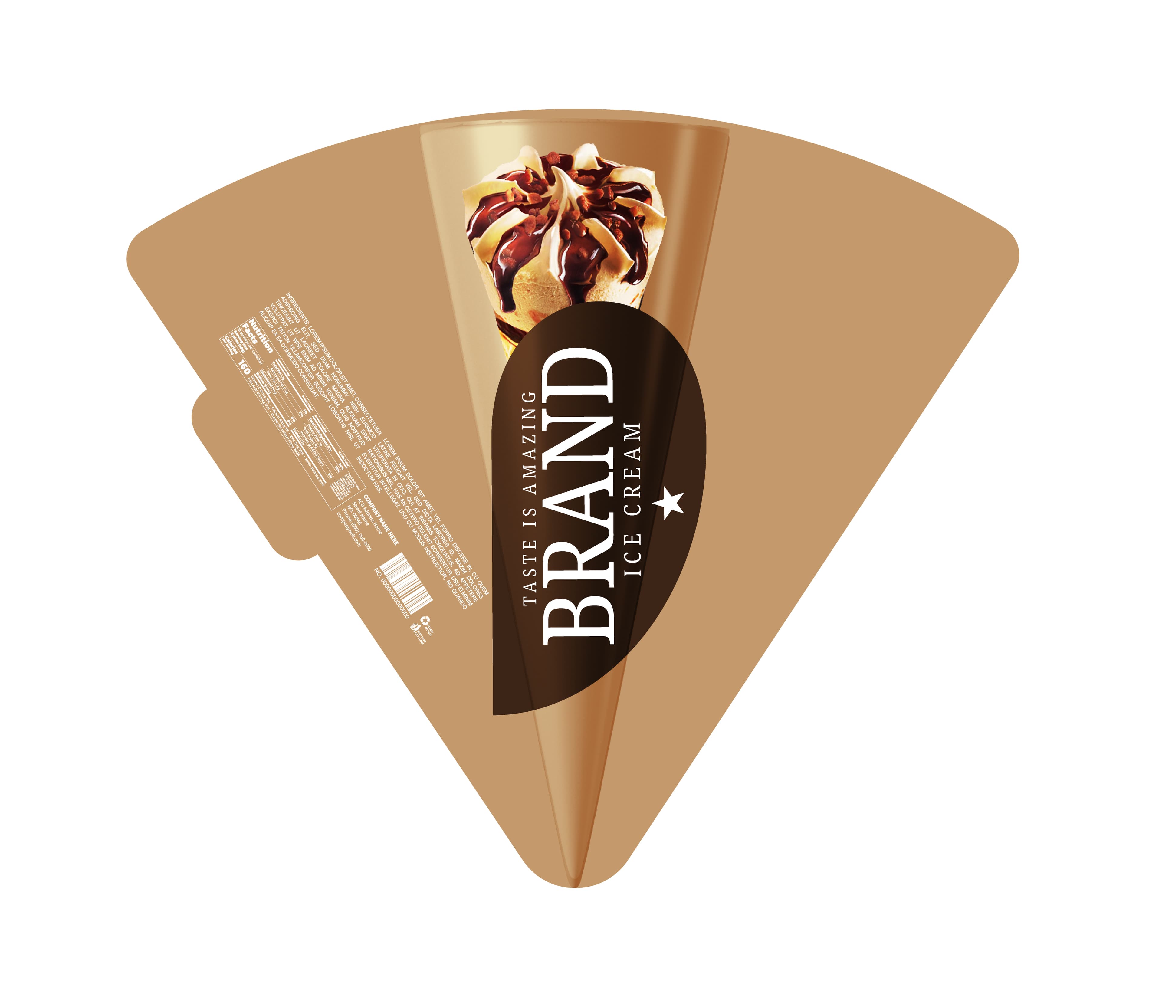 Chocolate Ice Cream Cone Sleeve Packaging Template – Brown & Black