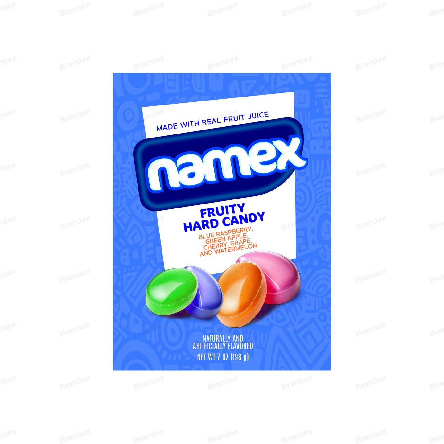 Namex Fruity Hard Candy Pouch Packaging Mockup — Blue