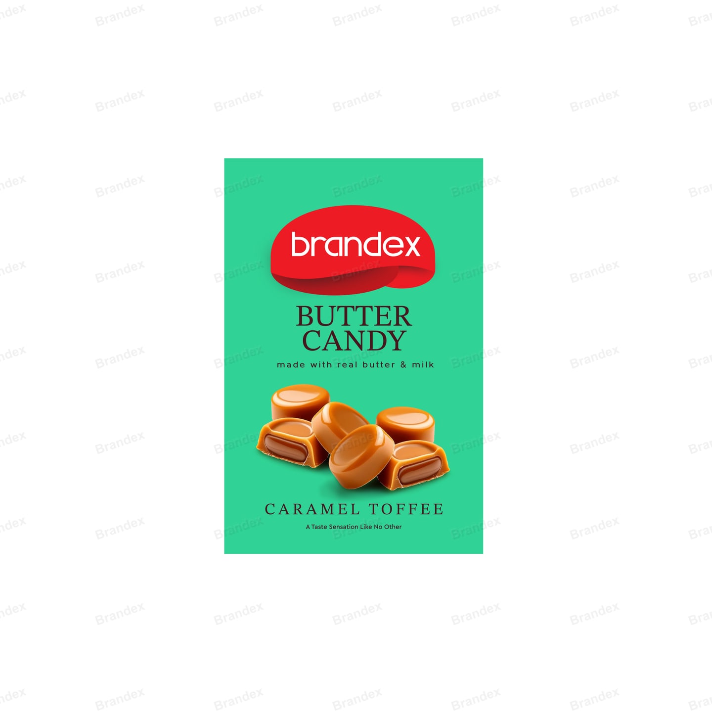 Brandex Butter Candy Caramel Toffee Pouch Packaging Mockup — Green