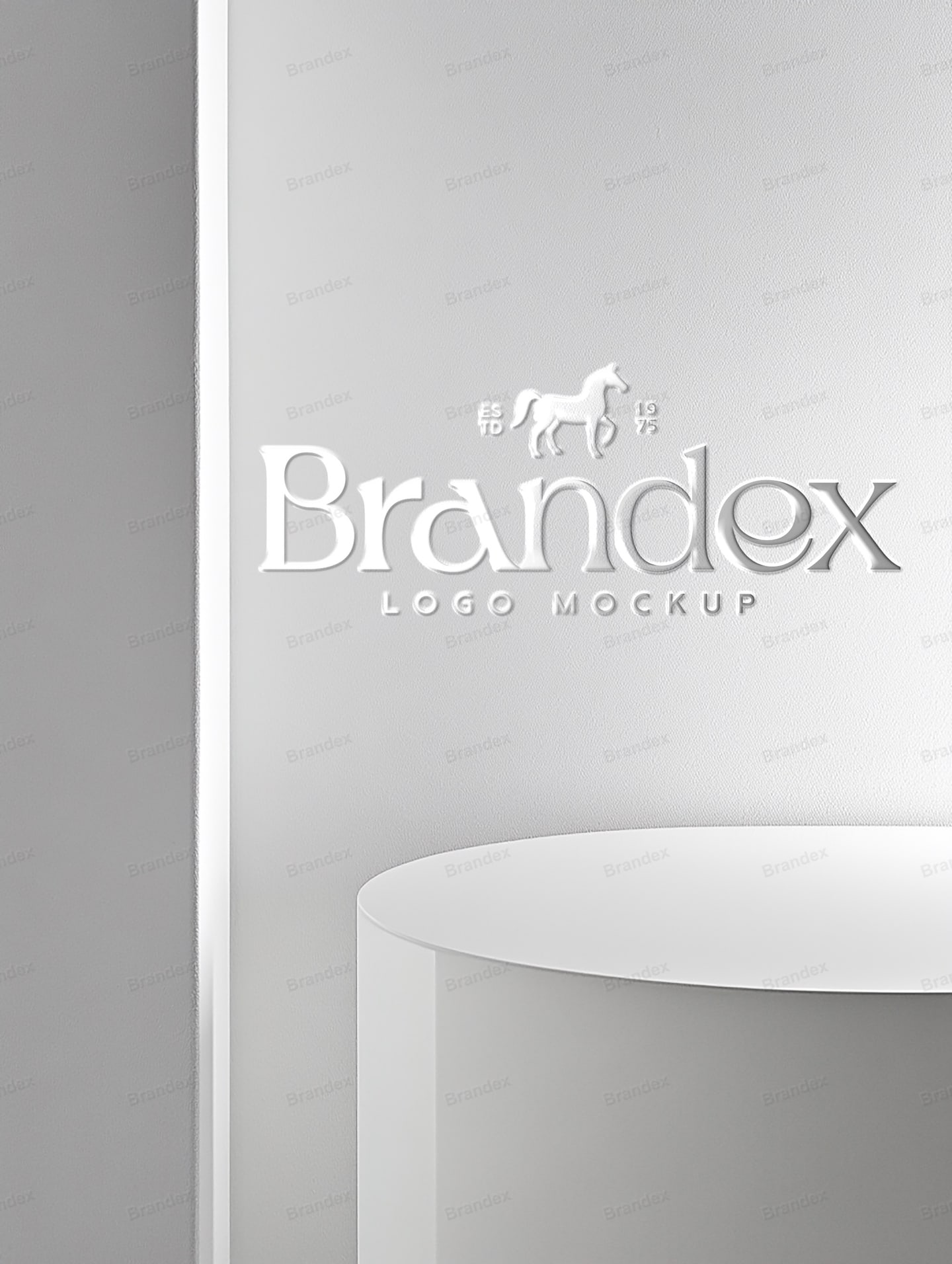 Photorealistic Paper Wallpaper Logo Mockup Elegant Studio Display
