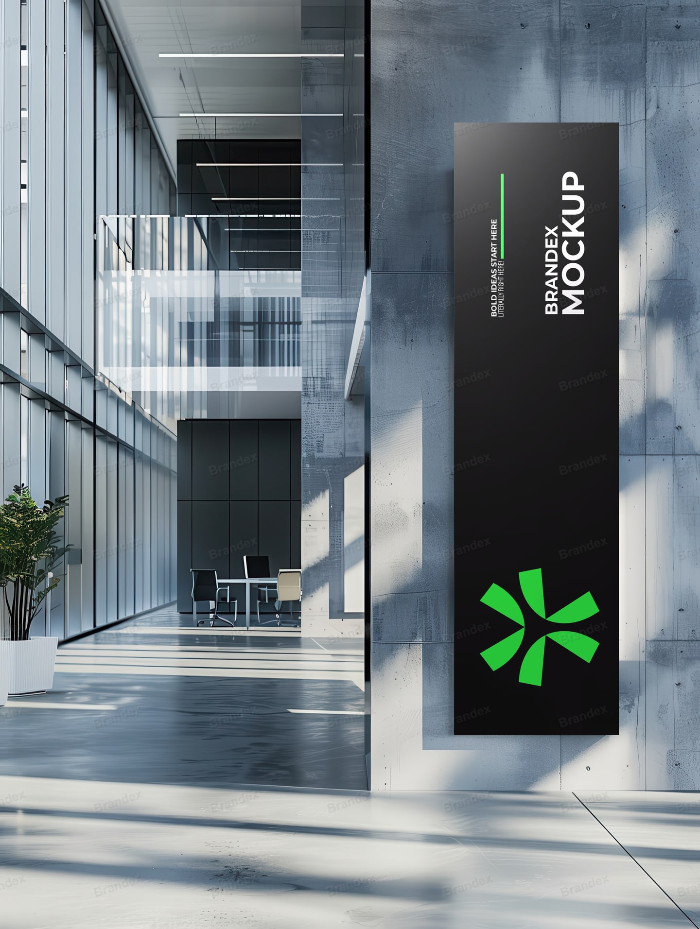 Photorealistic Storefront Signage Mockup Front View