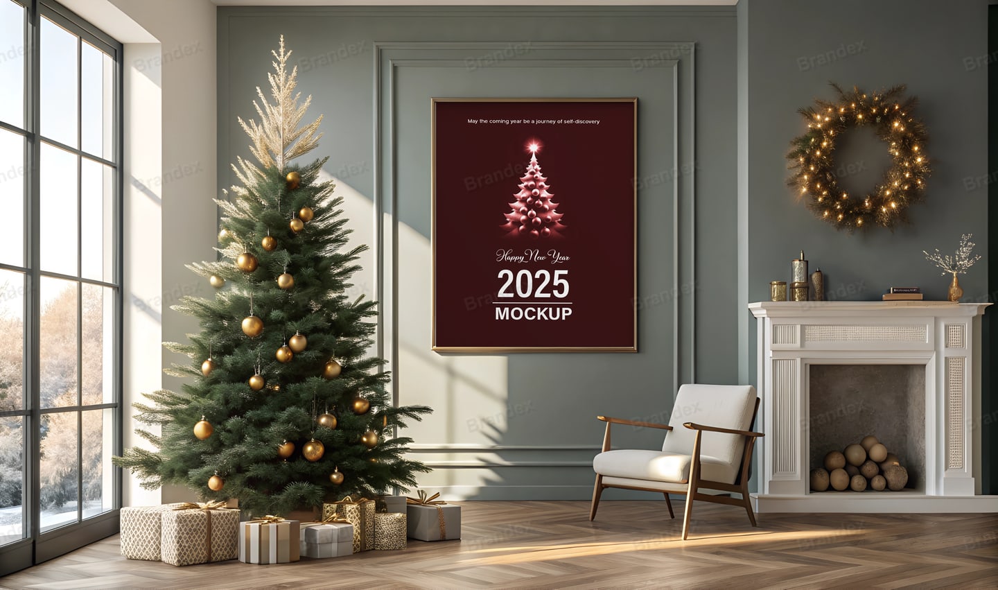 Rustic Wooden Christmas Sign Mockup Front View