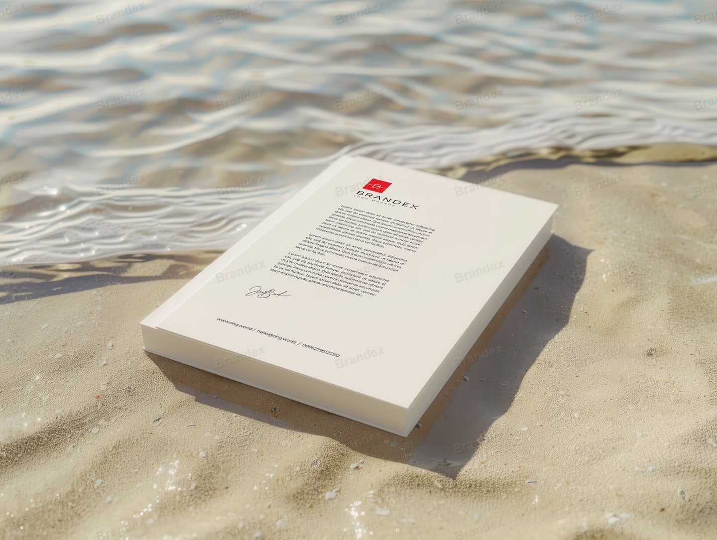 Brandex Premium Letterhead – Serene Shoreline Stationery Mockup