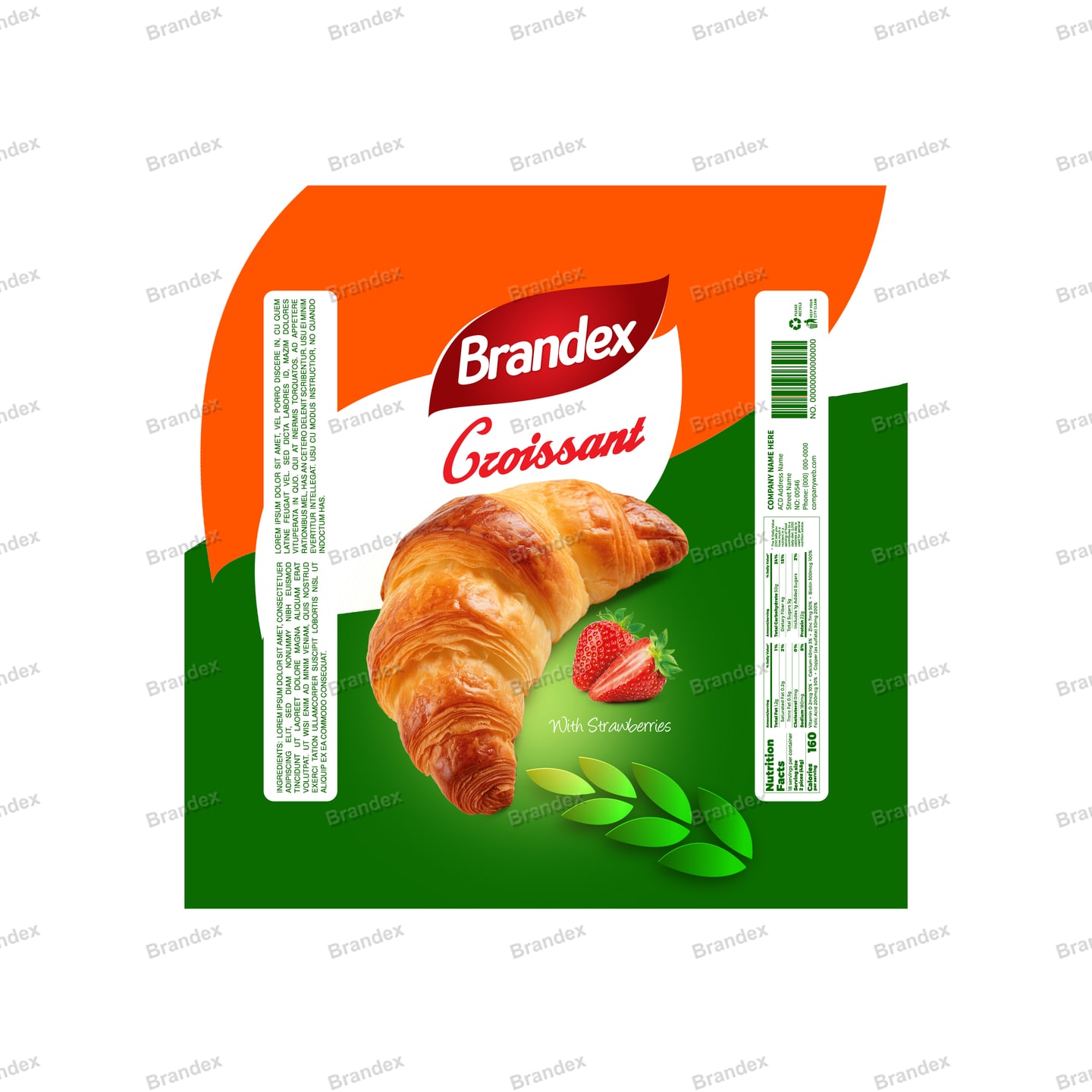 Print-Ready Croissant Box Packaging EPS Template for Bakeries