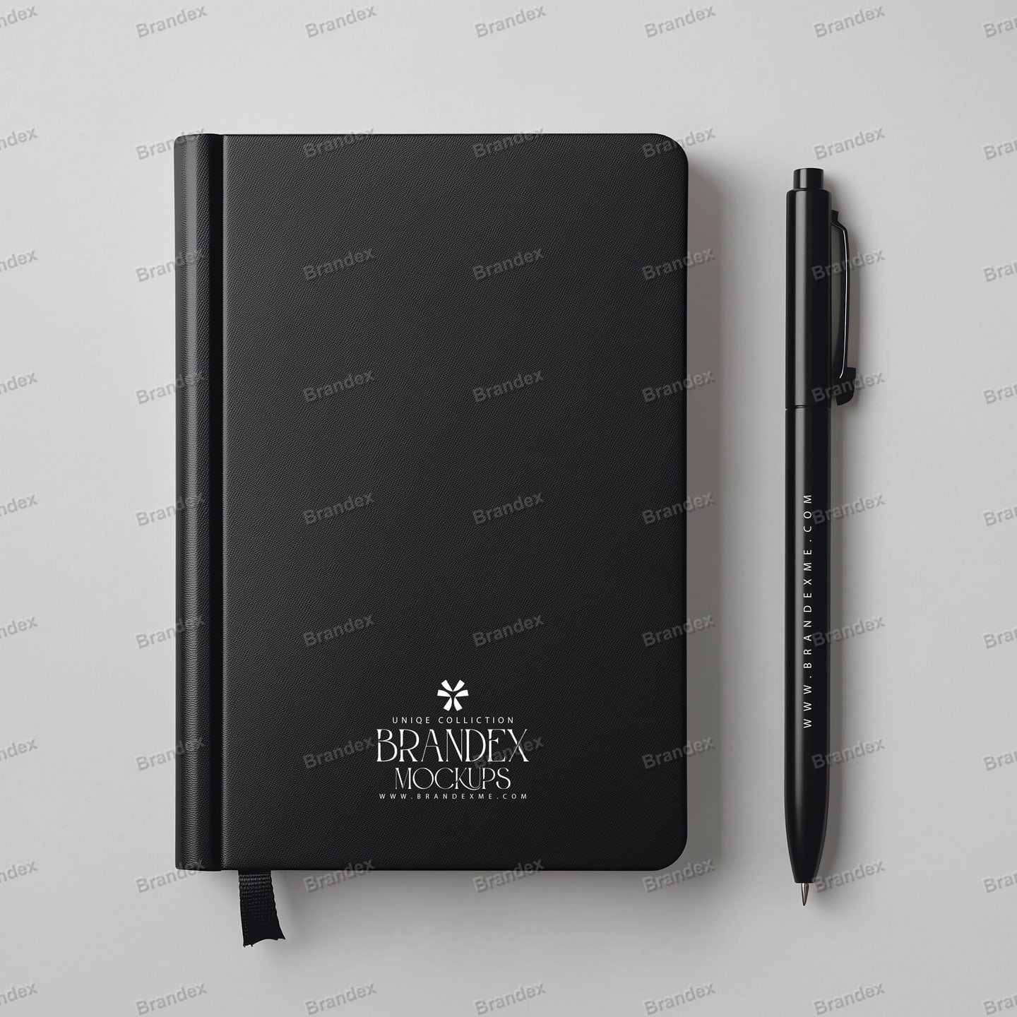Black Notebook and Pen Mockup Minimalist Photography
