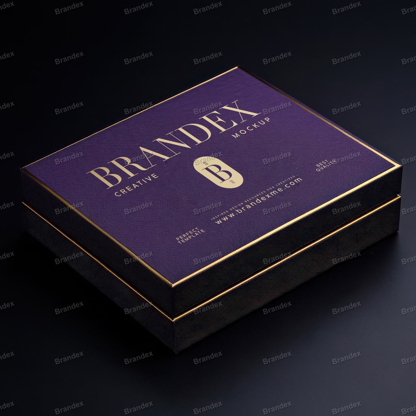 Luxury Gift Box Product Mockup Purple Gold Accent Dark Background