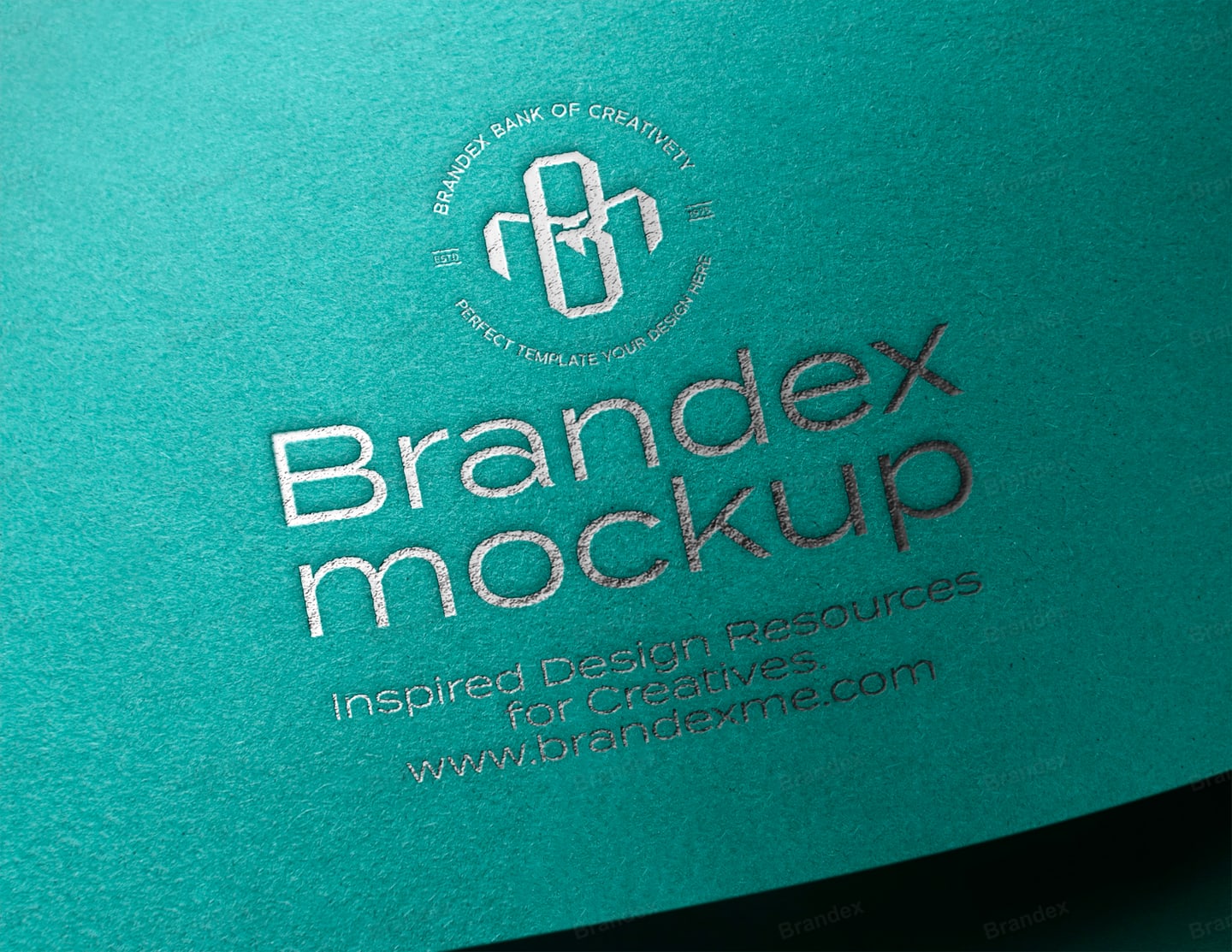 Embossed Teal Textured Paper Branding Mockup
