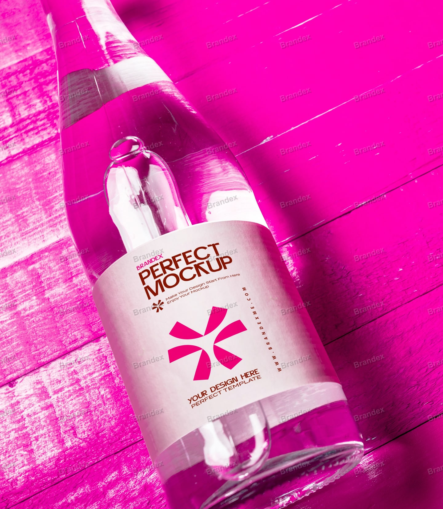 Sleek Glass Bottle Product Mockup Pink Surface Presentation