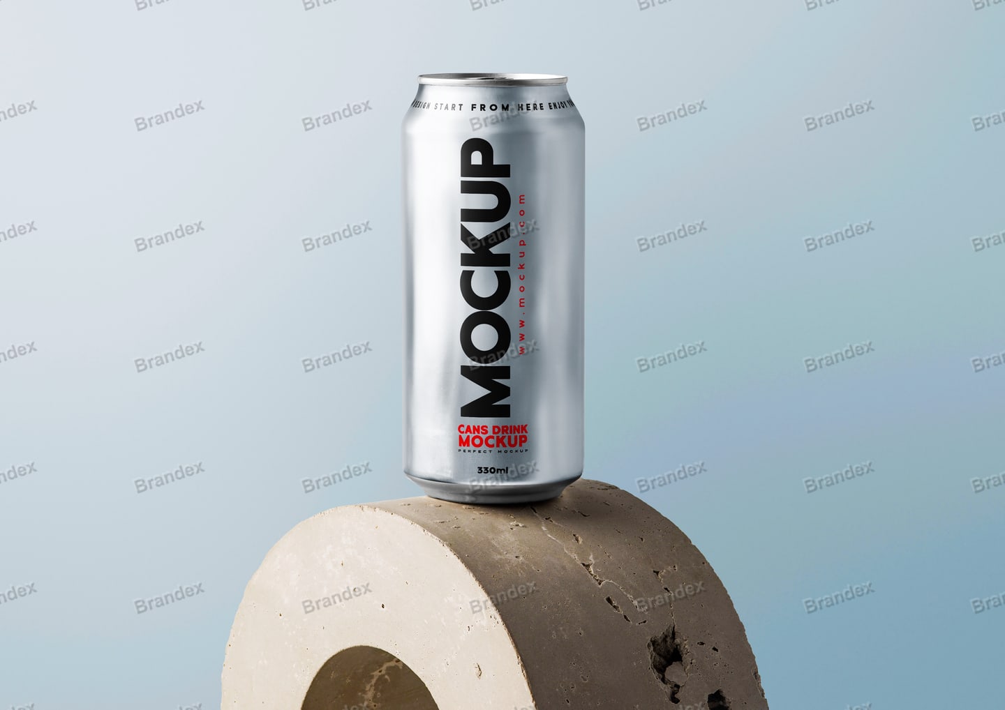Realistic Silver Aluminum Soda Can 3D Mockup with Customizable Label