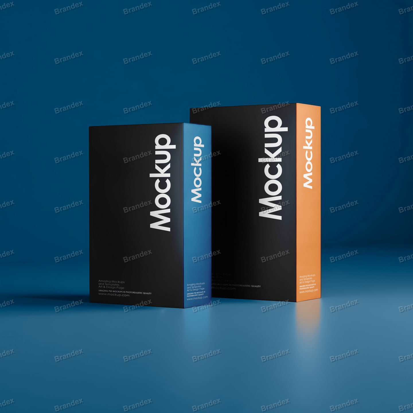 Sleek Black Box Branding Mockup Blue Orange Accents