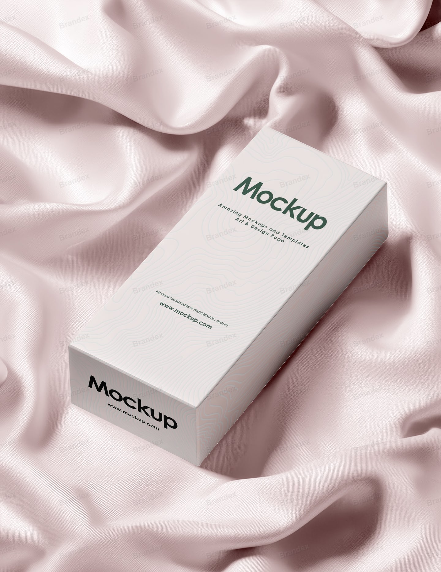 Rectangular Product Box Mockup Pink Satin Fabric Display