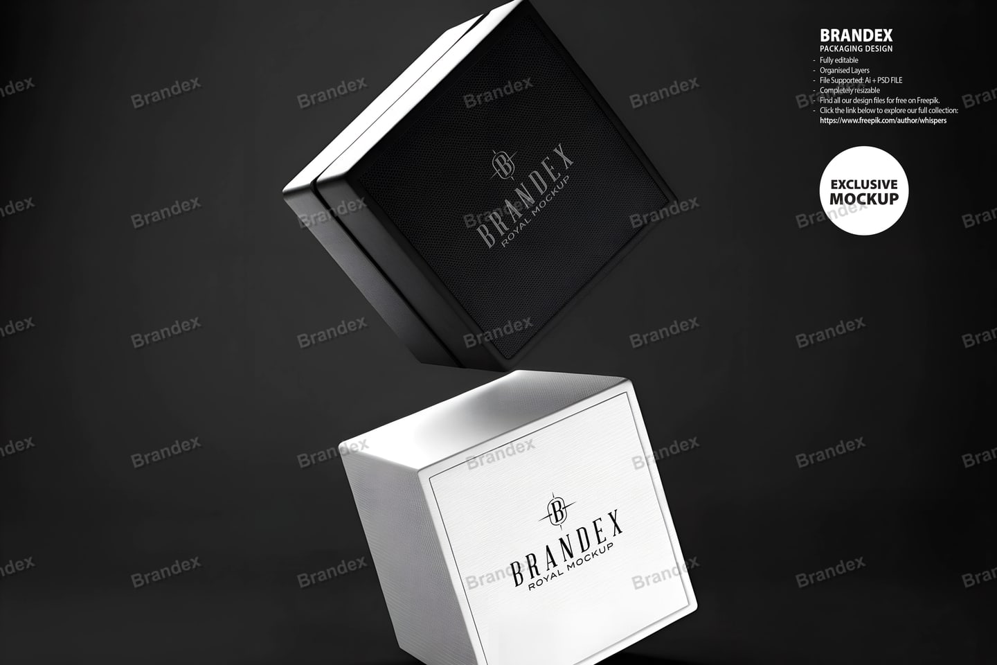 Floating Black & White Square Box Branding Mockup Studio