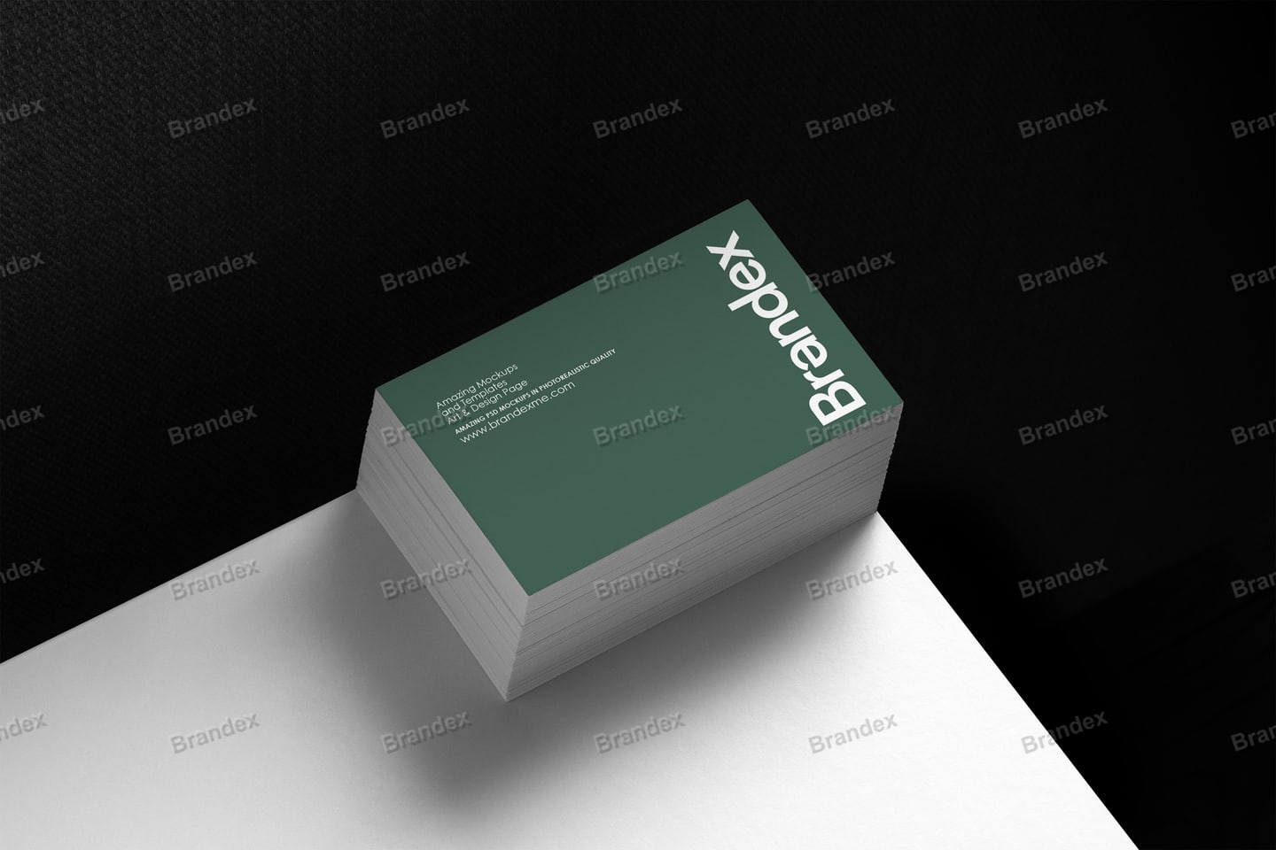 Vertical Business Card Stack Mockup Green Minimalist Branding Presentation