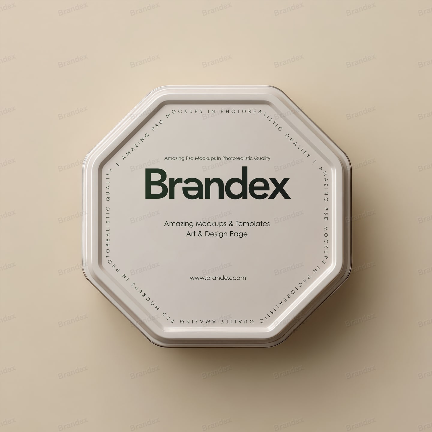 Octagonal Tin Box Packaging Mockup Customizable Branding