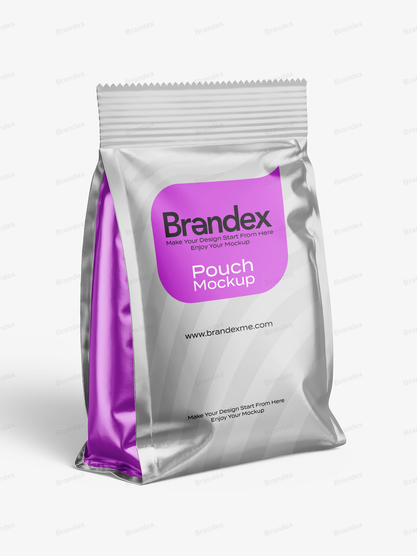 Glossy Metallic Silver Stand-Up Pouch Mockup Branding