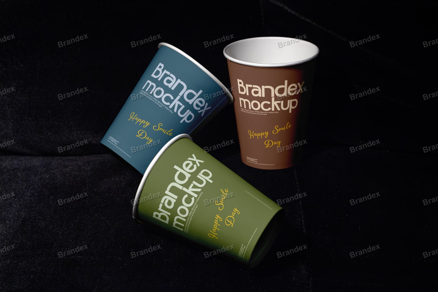 Branding Project Paper Coffee Cup Mockup Blue Brown Green