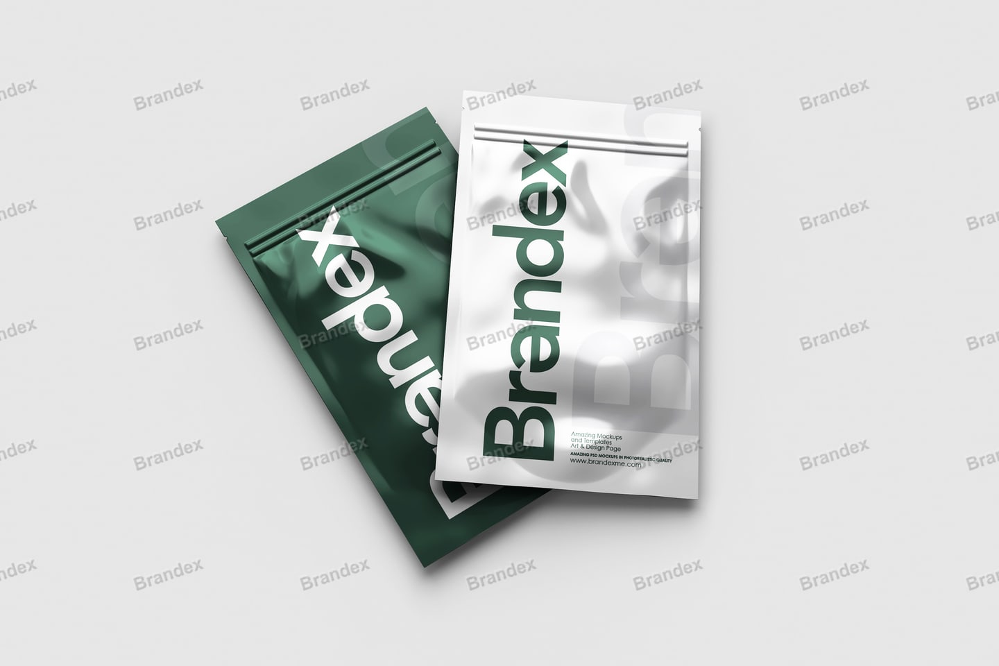 Sleek Green White Product Packaging Doypack Pouch Mockup