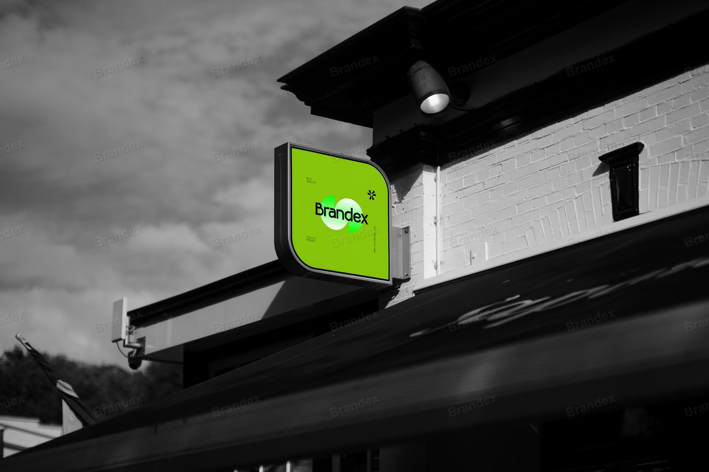 Illuminated Green Storefront Sign Mockup for Retail Branding