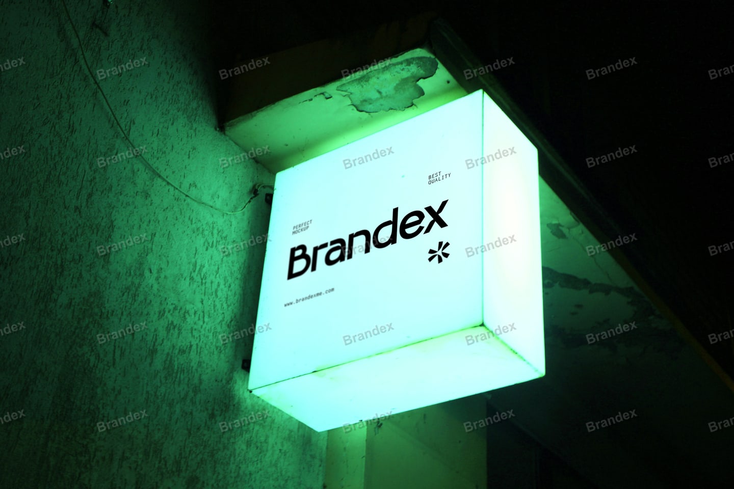 Illuminated Storefront Square Wall Sign Mockup
