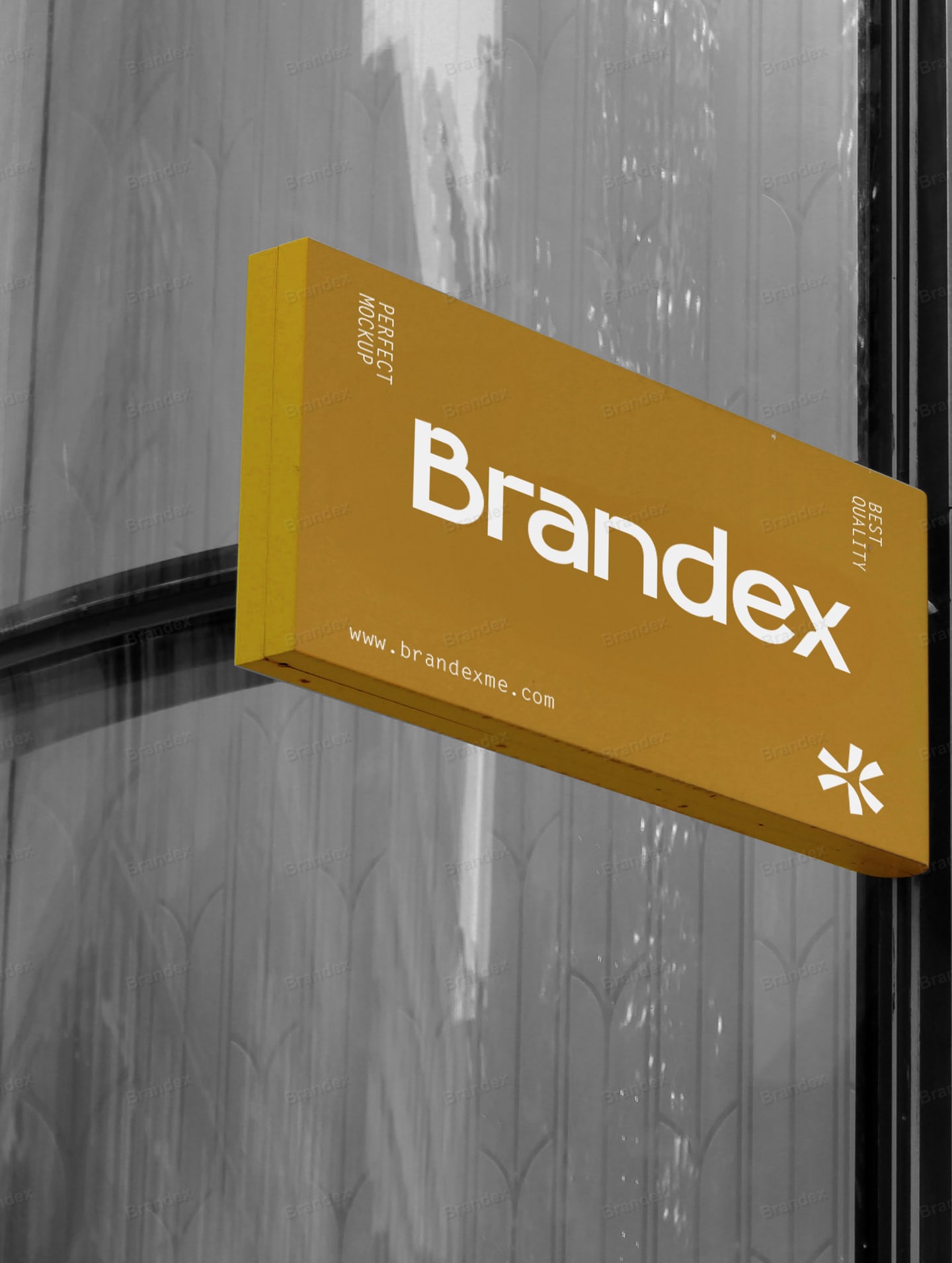 Yellow Outdoor Storefront Wall Signage Mockup on Building Facade