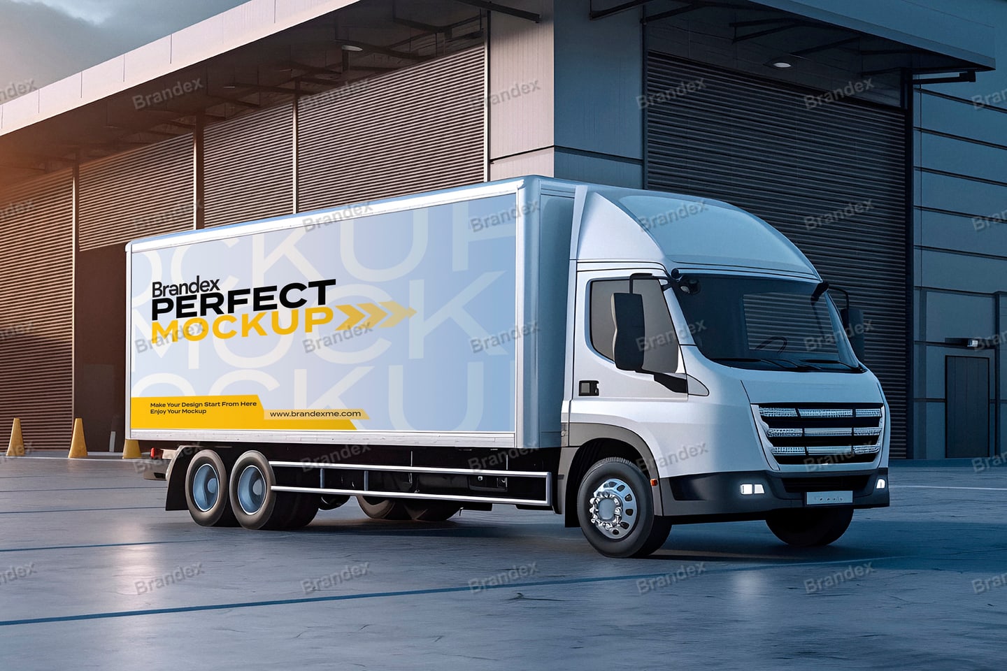 Urban Delivery Truck Branding Mockup Customizable PSD