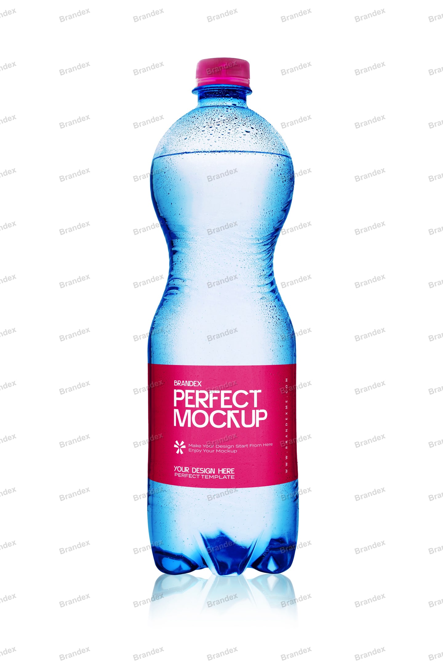 Glossy Water Bottle Mockup with Vibrant Pink Label