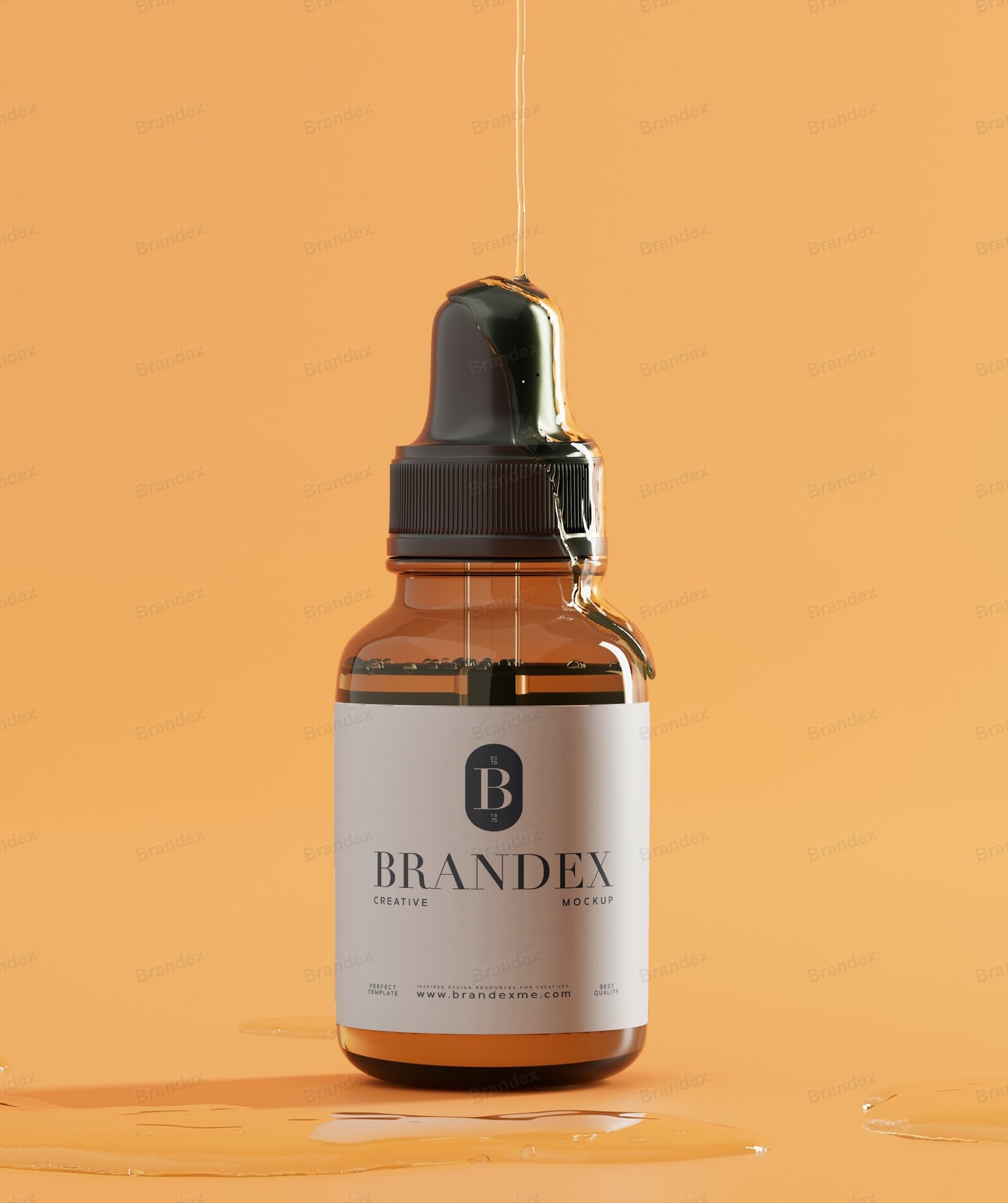 Amber Glass Dropper Bottle Cosmetic Serum Liquid Mockup