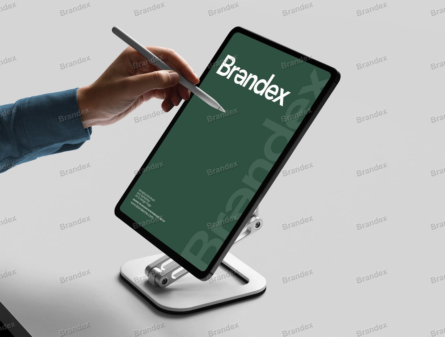 Responsive Digital Tablet Screen Mockup on Desk Stand with Stylus