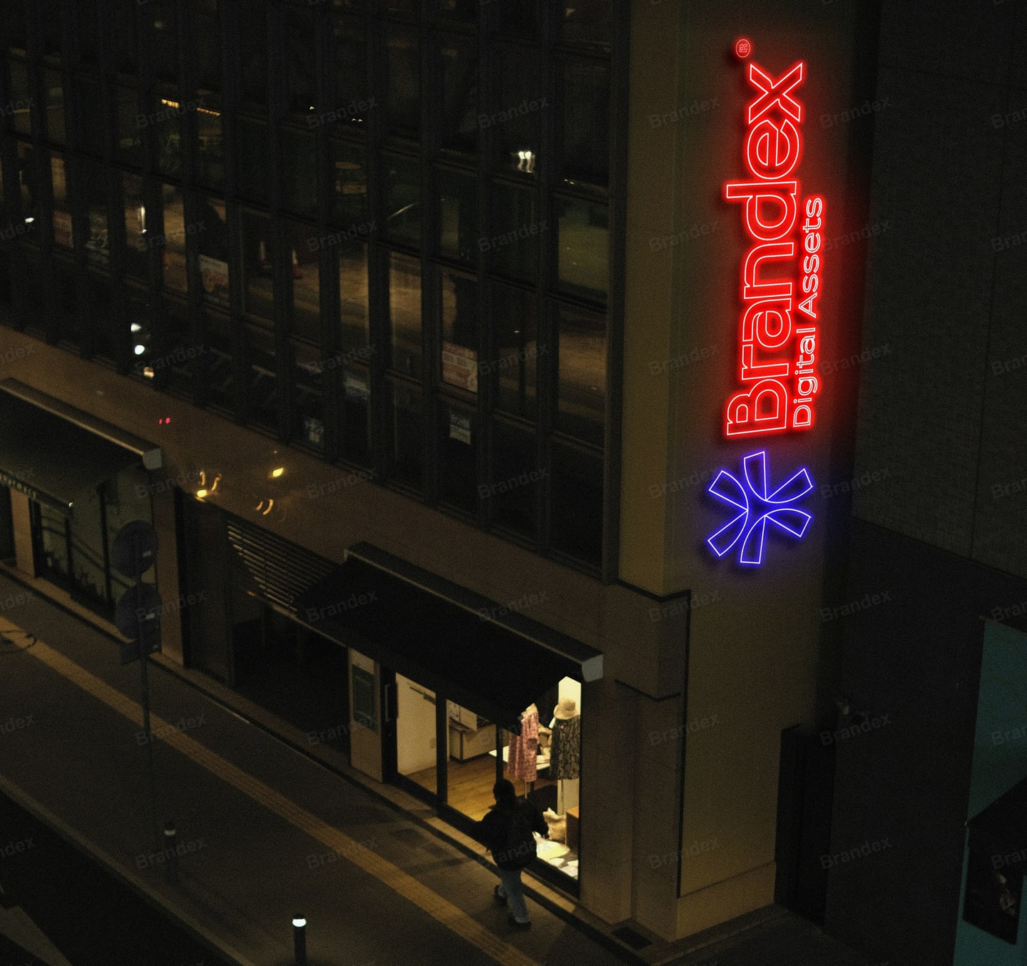 Vertical Neon Shop Signage Mockup for Branding Display