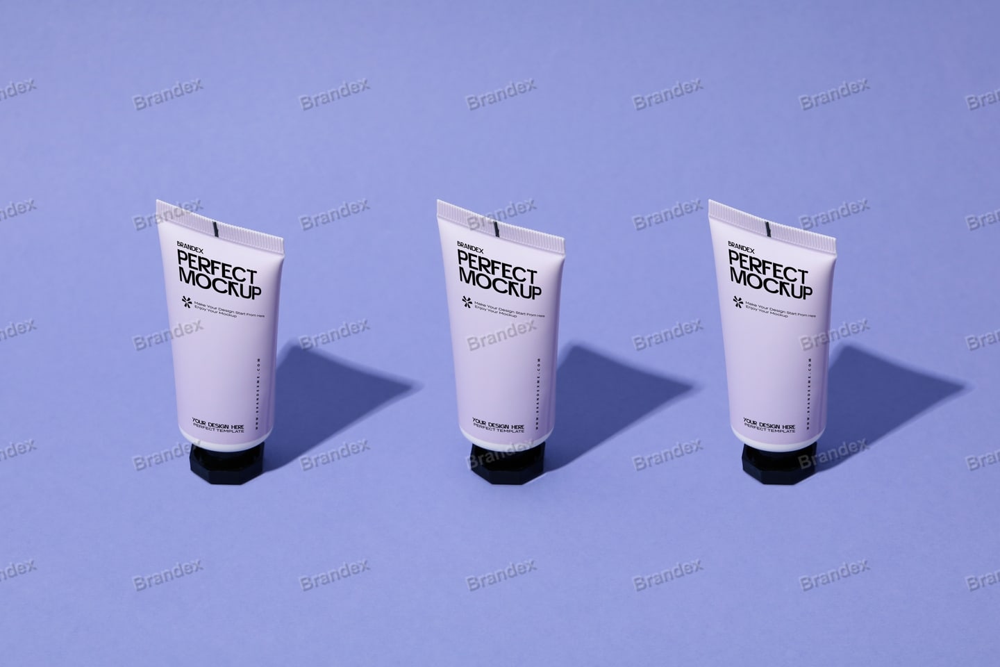 Skincare Product Branding Mockup Lavender Cosmetic Tube Triple Set
