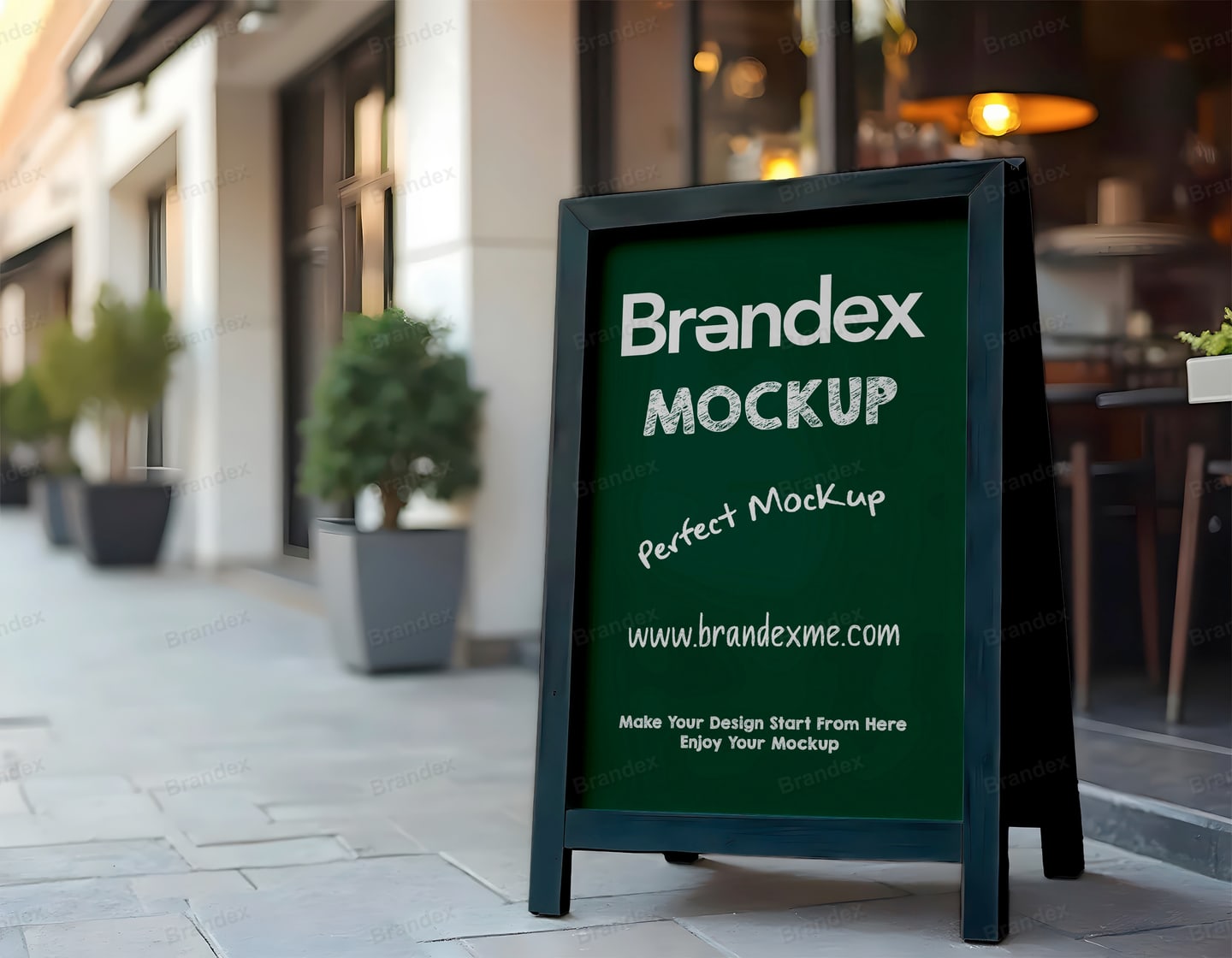 Outdoor Business Sidewalk A-Frame Chalkboard Mockup Dark Green