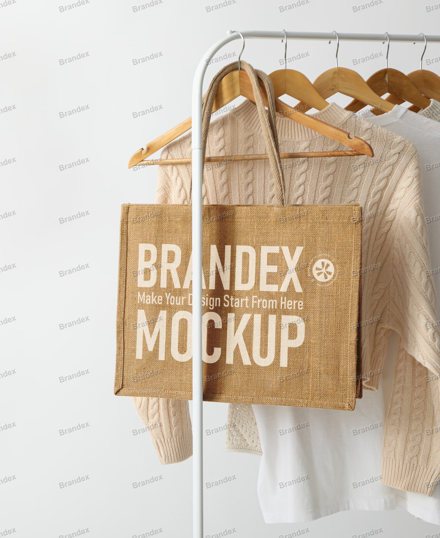 Rustic Woven Tote Bag Mockup Fashion Apparel Branding