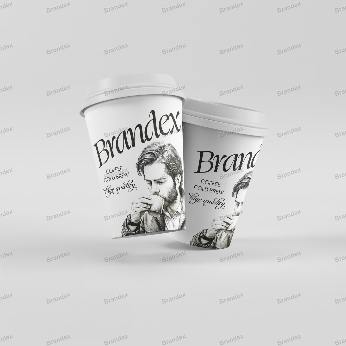 Elegant Hand-Drawn Coffee Cup Packaging for Premium Cold Brew