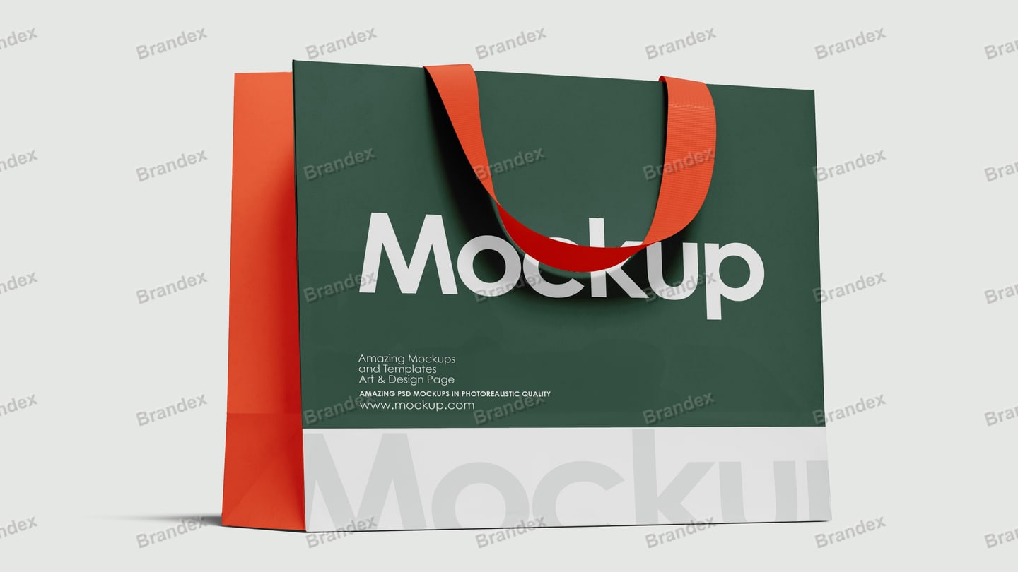Green Orange Shopping Bag Mockup for Retail Branding Display
