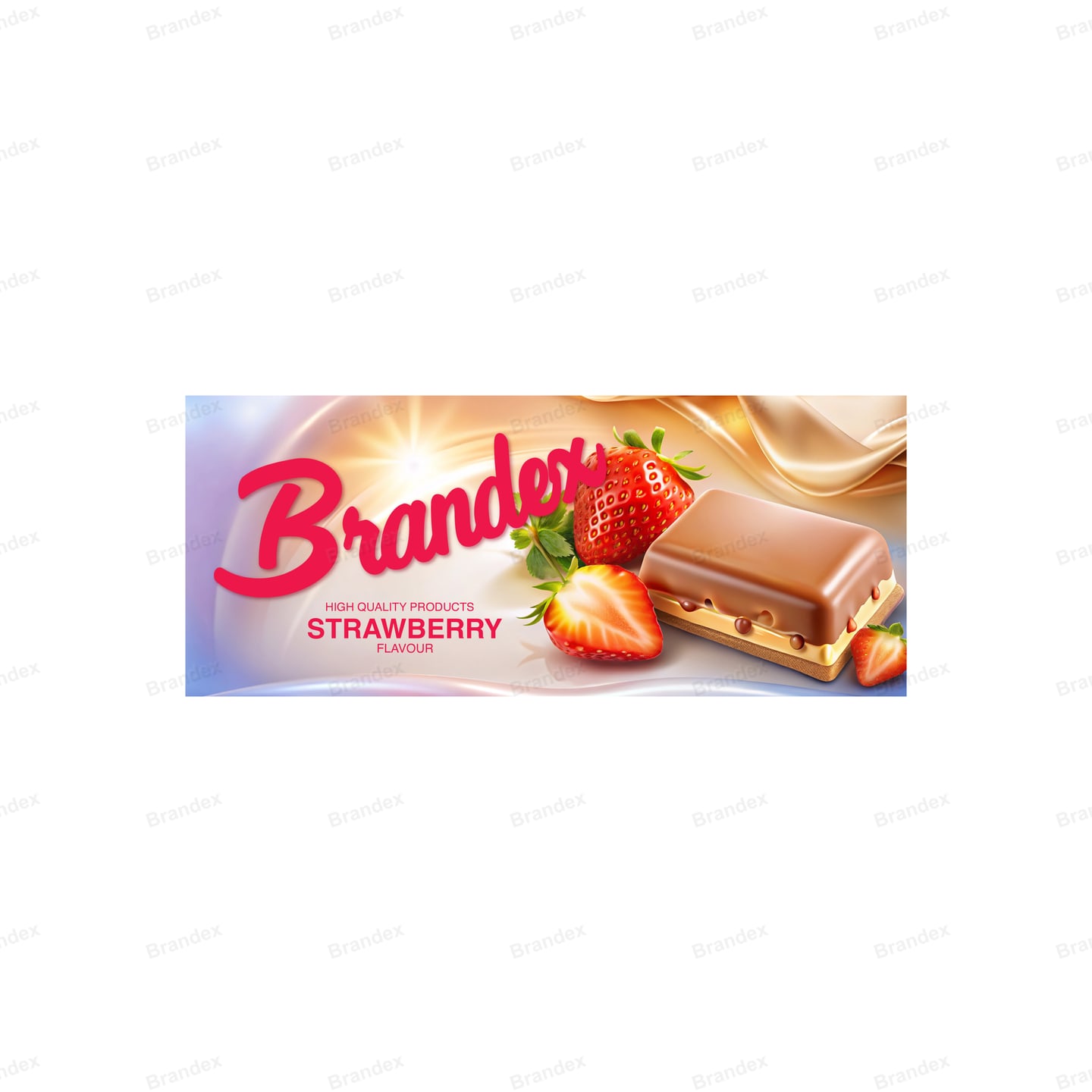 Luxury Strawberry Chocolate Bar Wrapper Packaging Template – Silky Gold Design