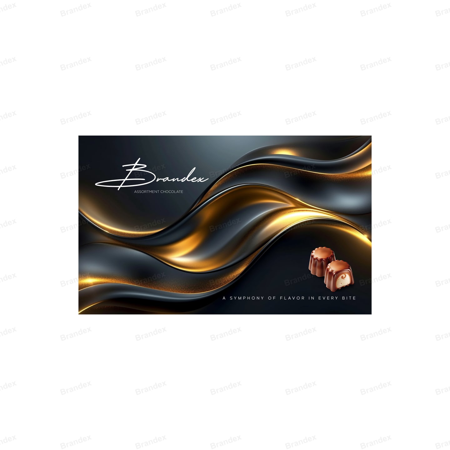 Chocolate Gift Box Packaging Template – Black & Gold
