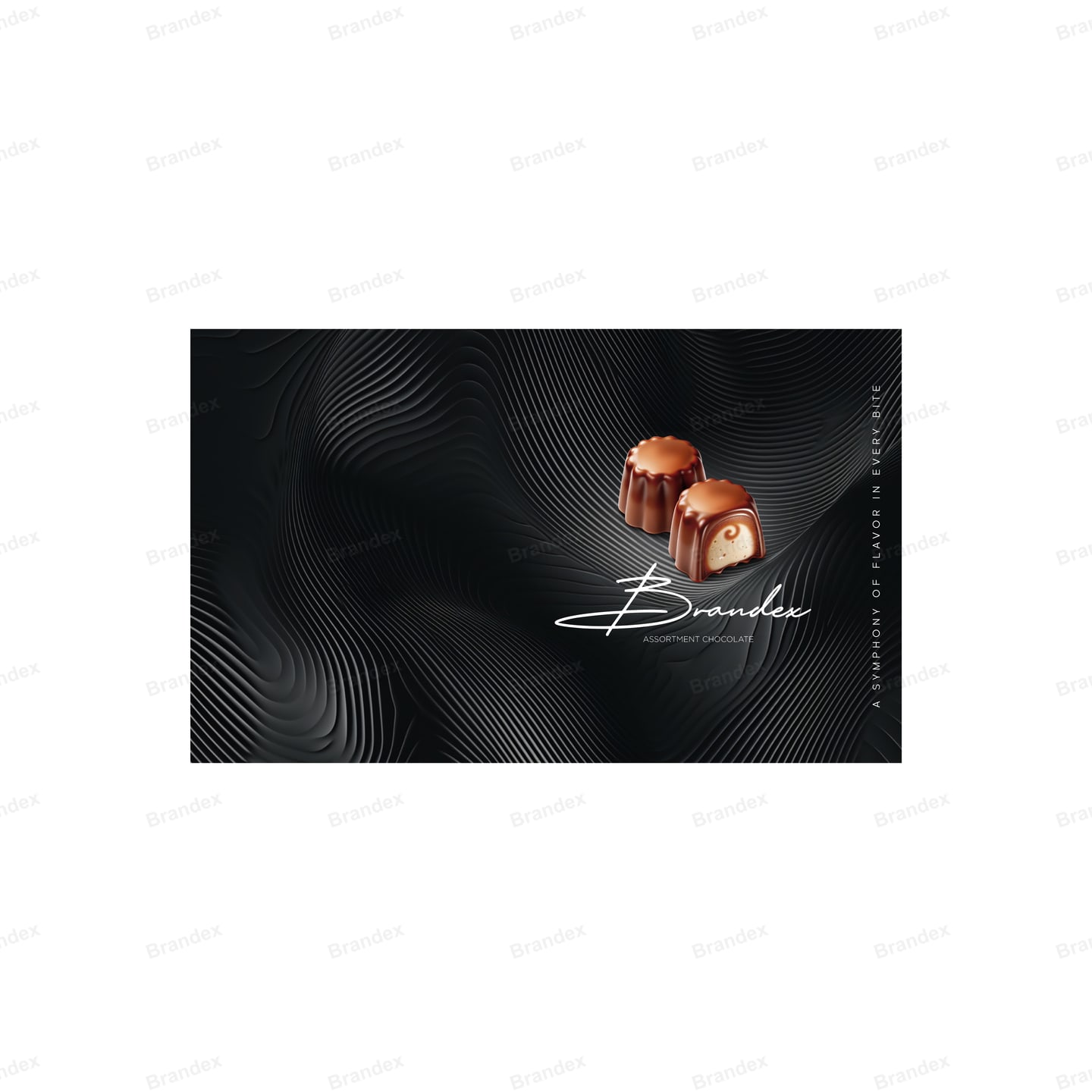 Luxury Black Chocolate Gift Box Packaging Template – Wavy Line Design