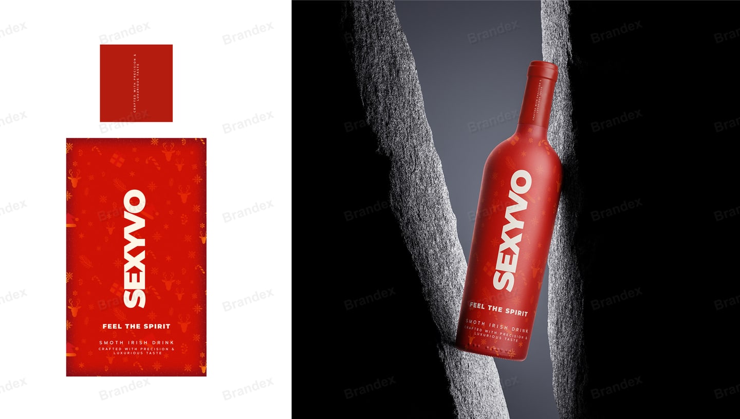 Bold Red Irish Spirit Bottle Label Template – White Typography