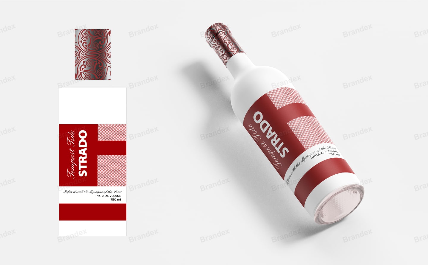 Modern Red Geometric Wine Bottle Label Template – White & Burgundy