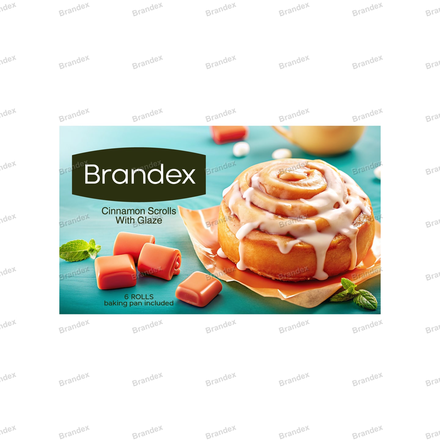 Turquoise Vibrant Cinnamon Scroll Bakery Box Packaging Glazed