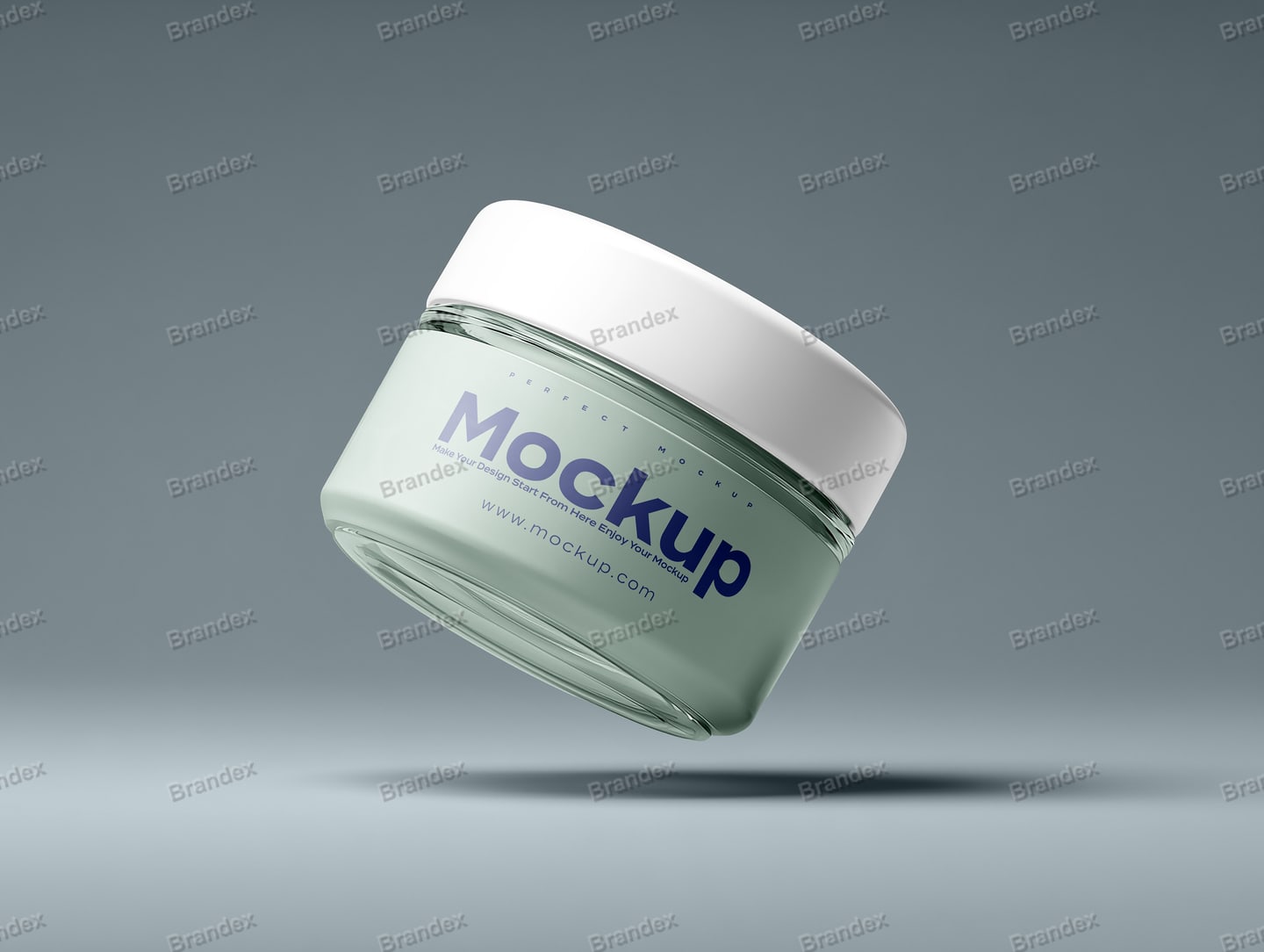 Sleek Floating Cosmetic Jar Mockup White Lid Gradient Background