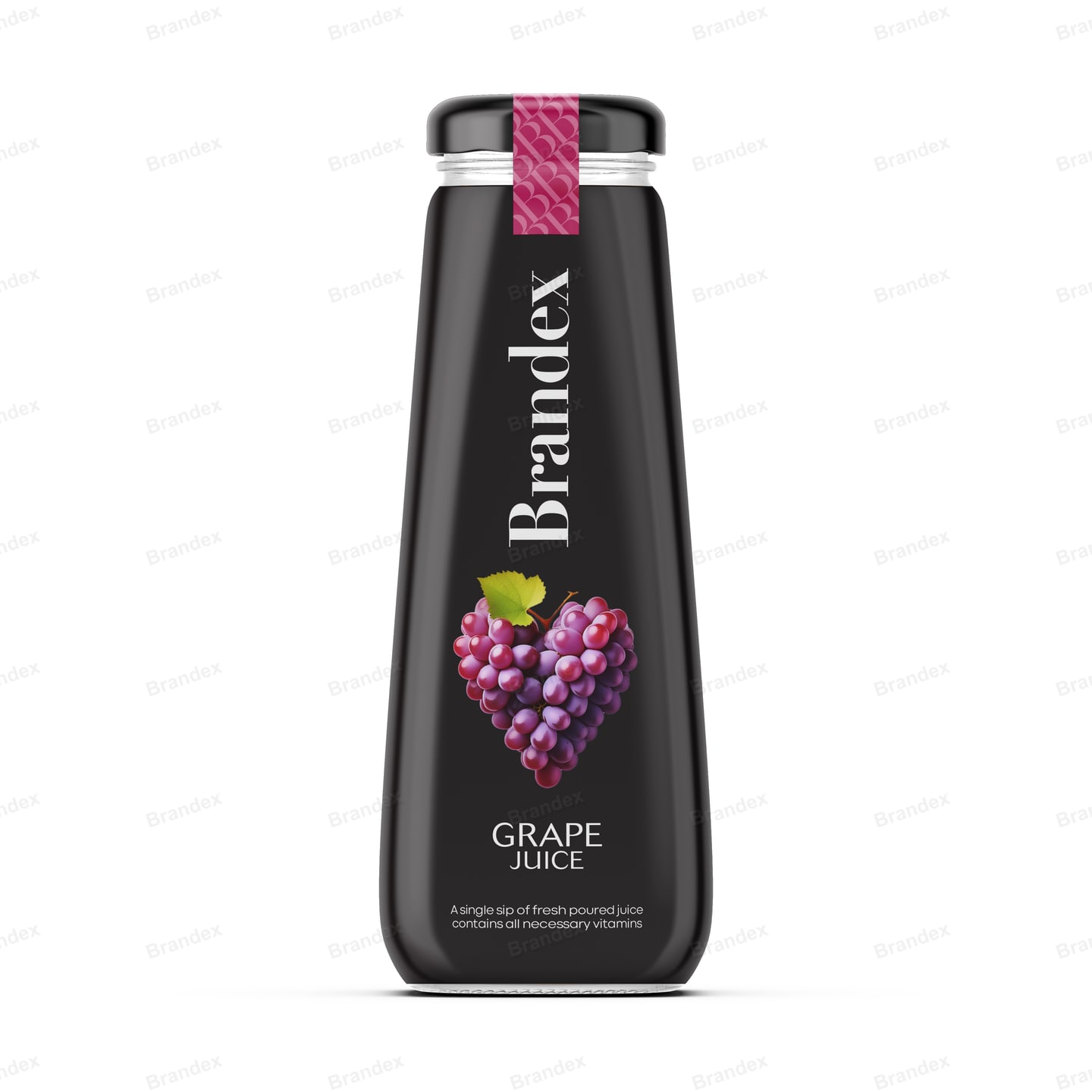 Black Elegant Grape Juice Bottle Packaging Design