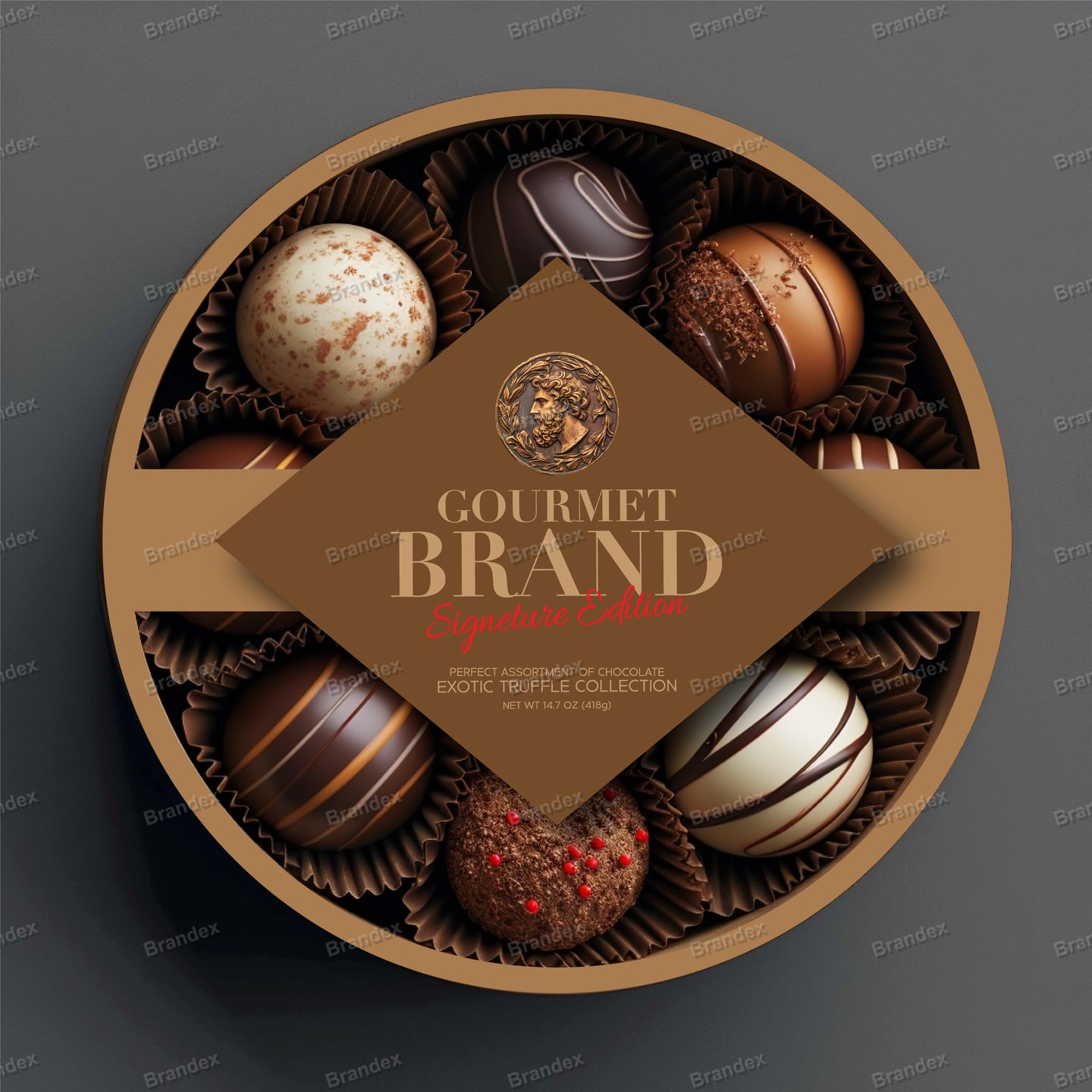 Luxurious Brown Round Chocolate Truffle Packaging Box