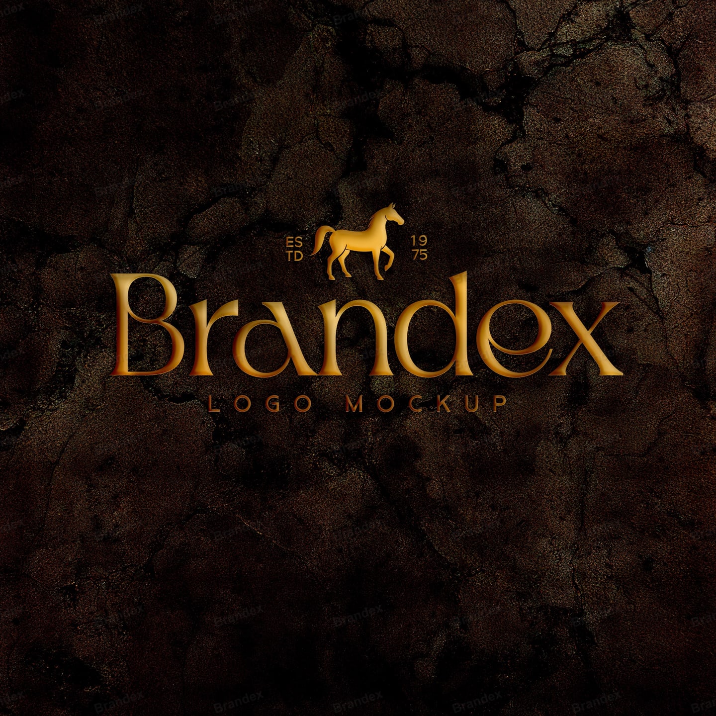 Golden Logo Mockup on Dark Marble Texture for Branding