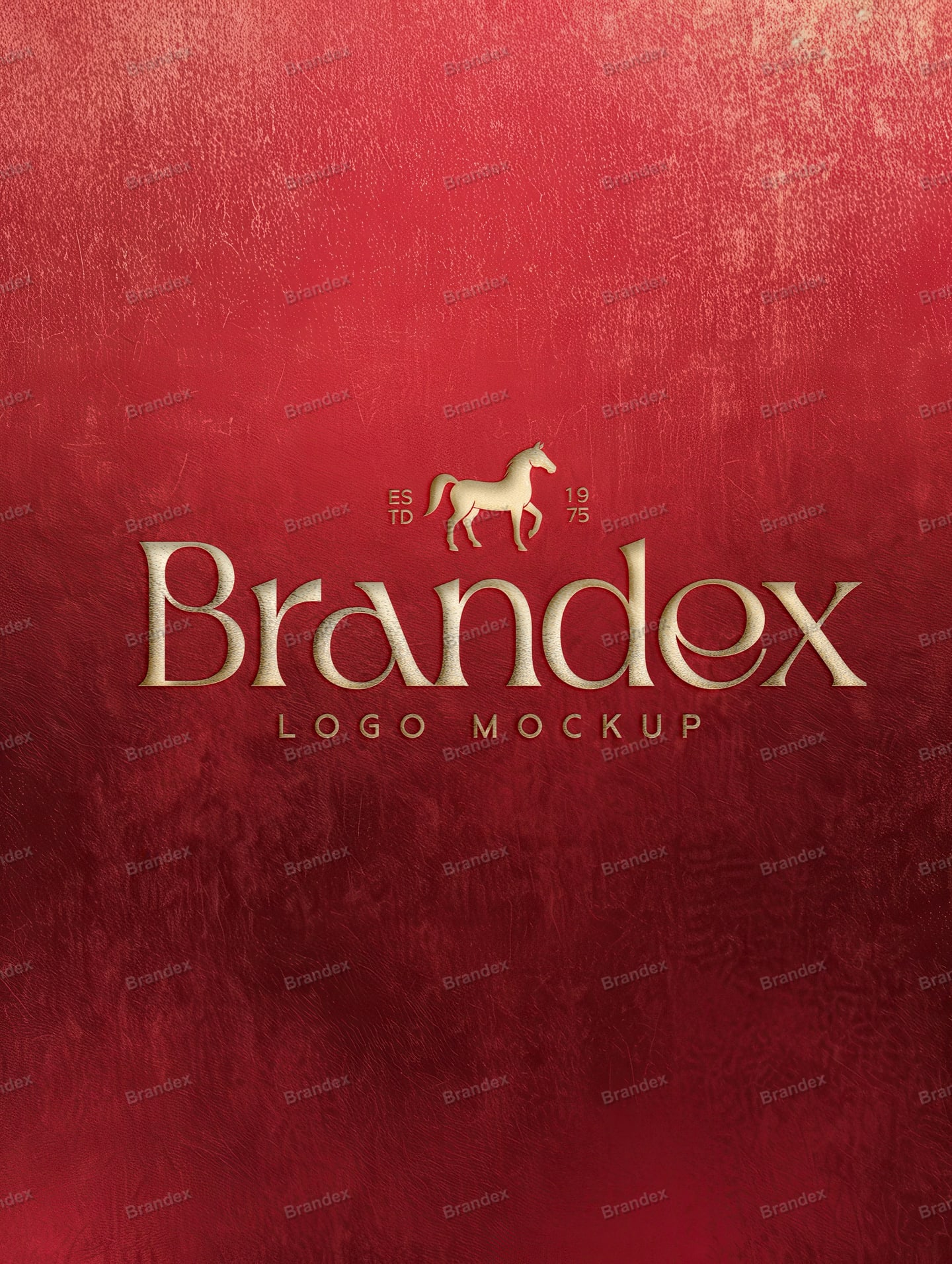 Gold Logo Red Textured Background Mockup Elegant Branding
