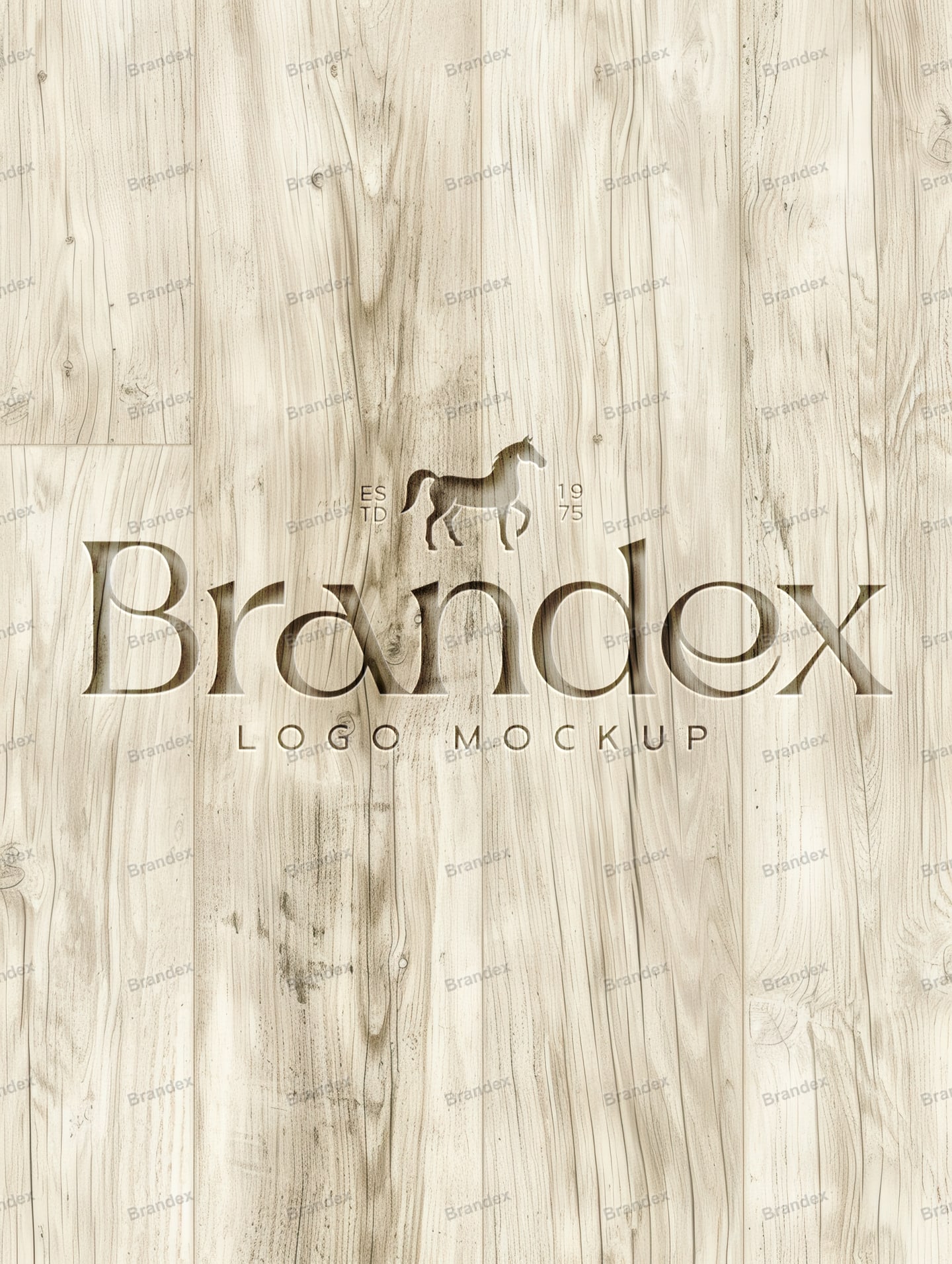 Realistic Engraved Logo Mockup on Dark Wood Panel