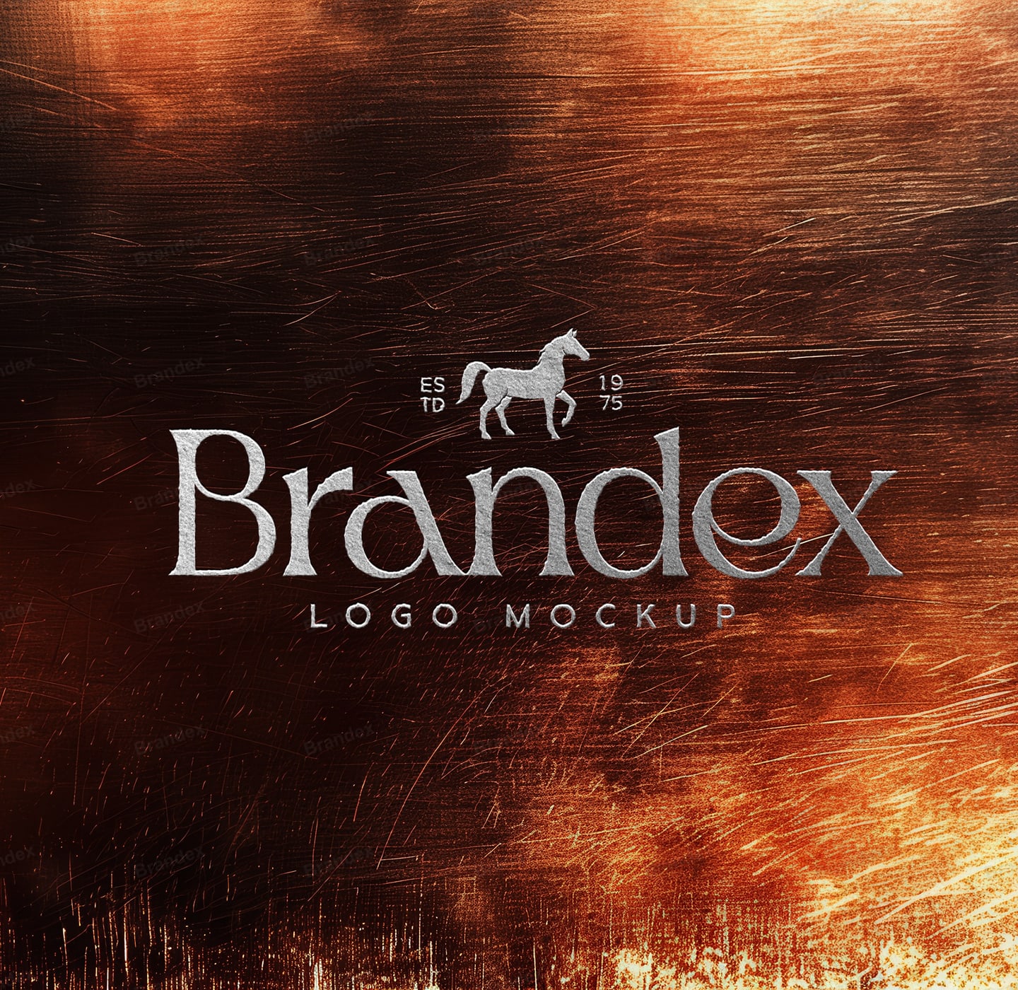 Scratched Copper Textured Logo Mockup Branding Presentation