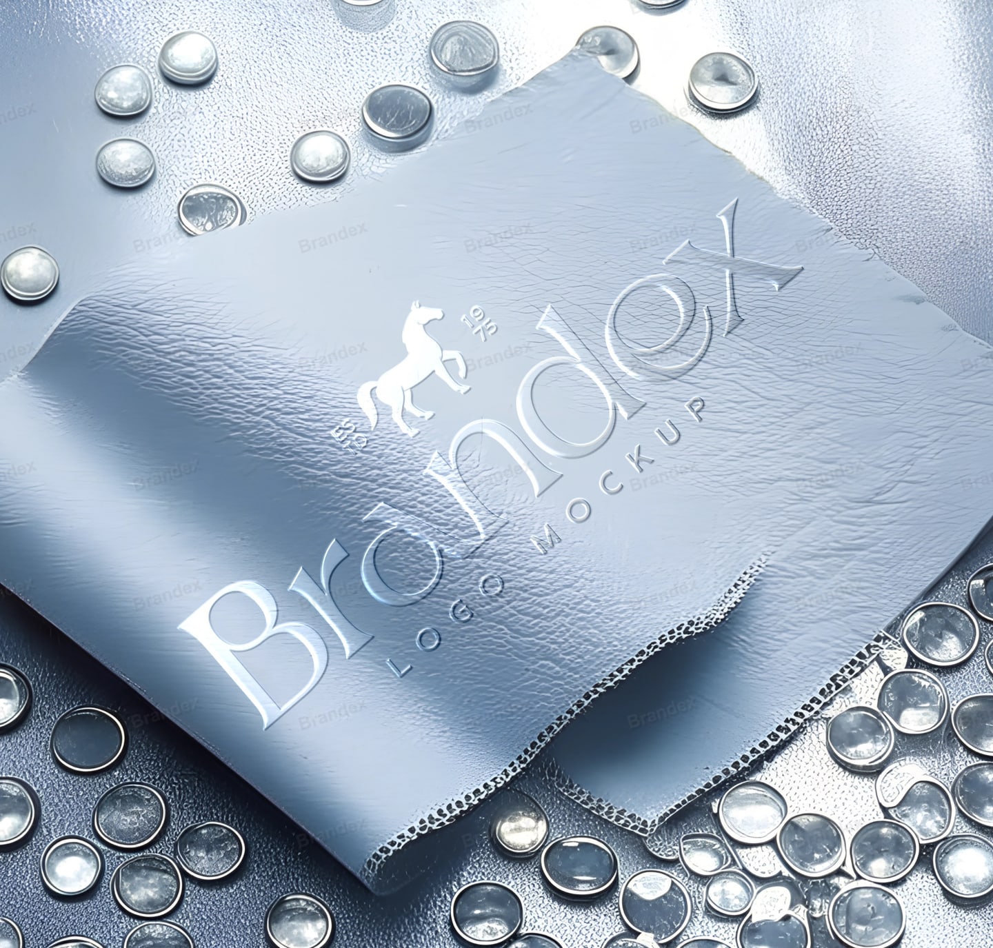3D Embossed Metallic Silver Logo Luxury Paper Mockup